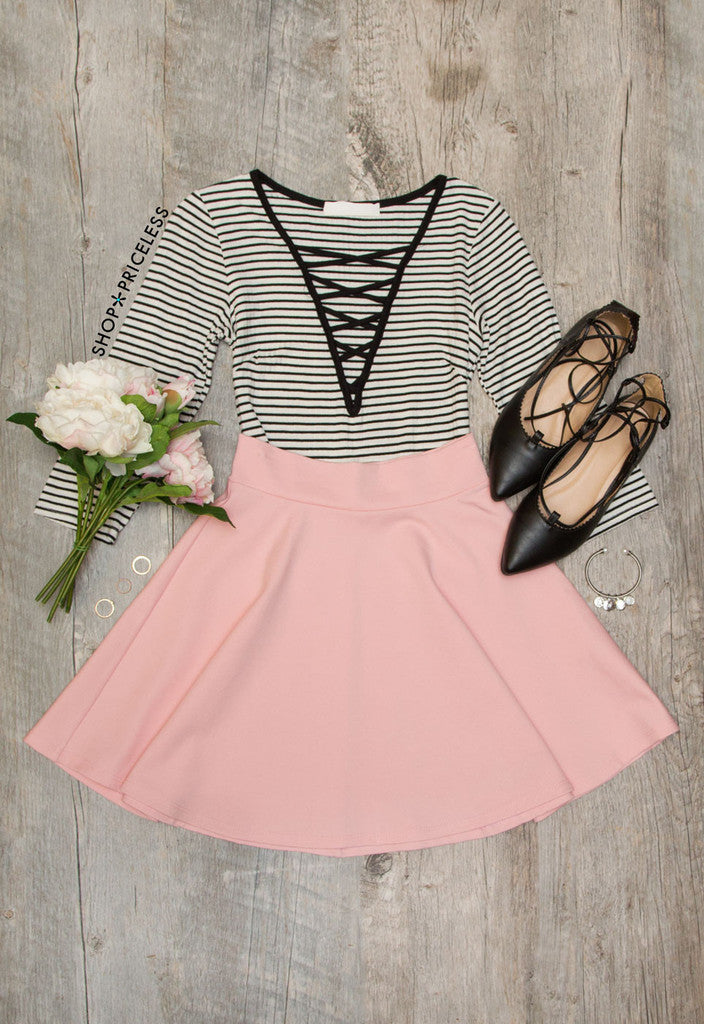 She Says Skater Skirt - Blush