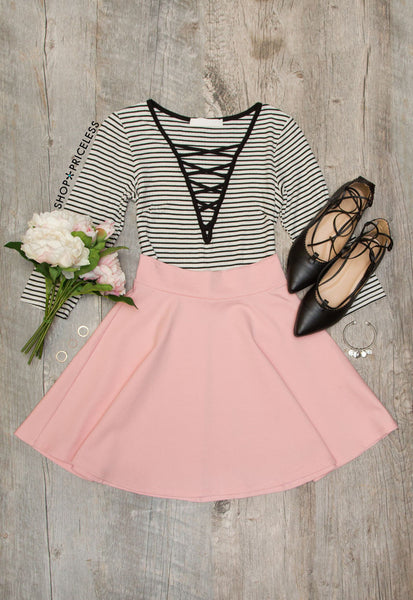She Says Skater Skirt - Blush